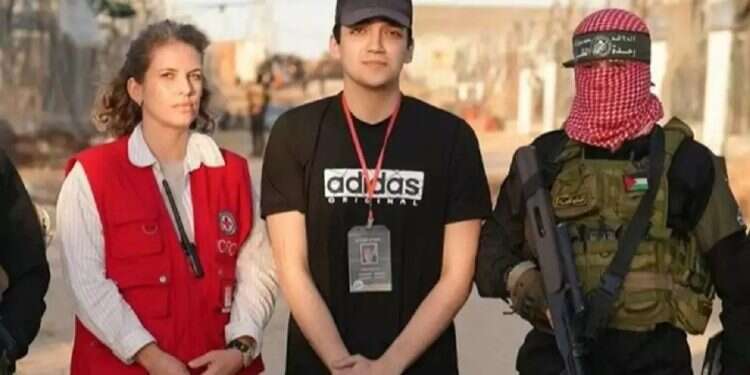 Israeli-American hostage Edan Alexander being transferred to a Red Cross representative by Hamas in southern Gaza on May 12, 2025 Israeli-American hostage Edan Alexander back in Israel