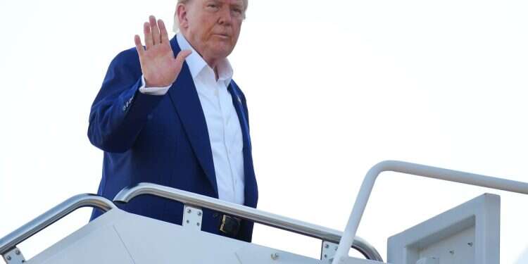 US President Donald Trump boards Air Force One to depart for the 2025 NATO Summit on June 24, 2025 at Joint Base Andrews, Maryland Trump shifts on Iran regime change, warns of 'chaos'