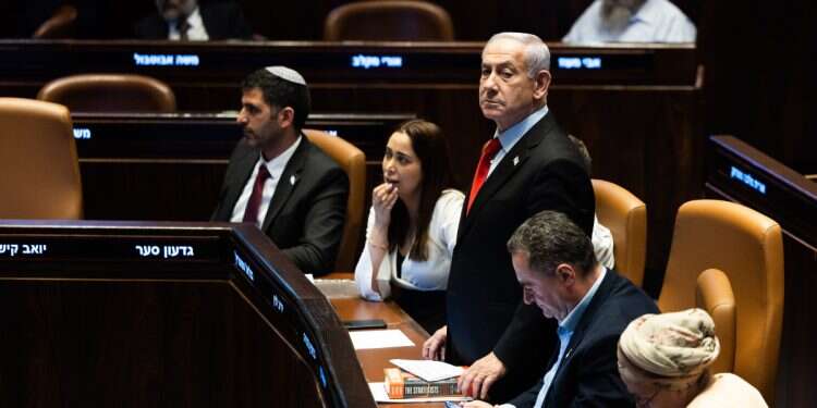 Prime Minister Benjamin Netanyahu stands up next to Defense Minister Israel Katz in the Knesset, May 2025 Dramatic days ahead? Israel's Knesset abuzz with speculation