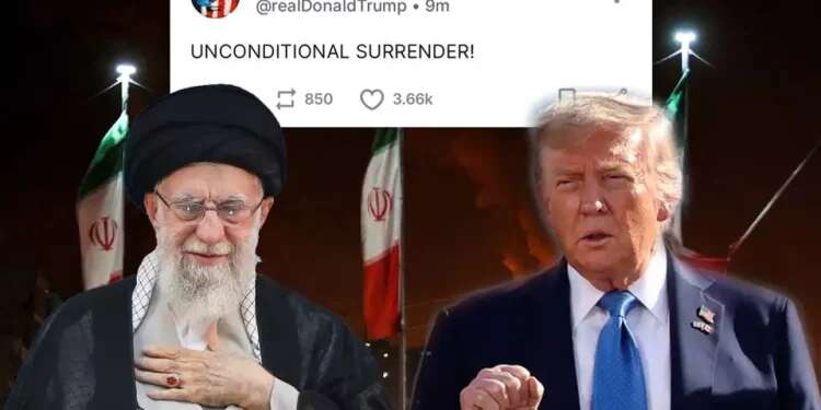 Trump calls for 'unconditional surrender,' threatens Khamenei's life