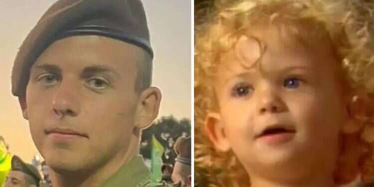 Staff Sergeant Amit Cohen during his service and as toddler in the commercial