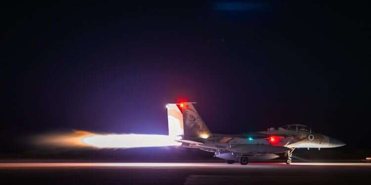 An Israeli Air Force fighter jet during Operation Rising Lion 'The protective wall of all civilization'