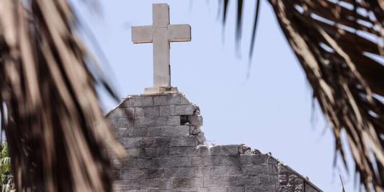 A view of the damage to the Holy Family church in Gaza City on July 17, 2025 'Israel never targets churches or religious sites'