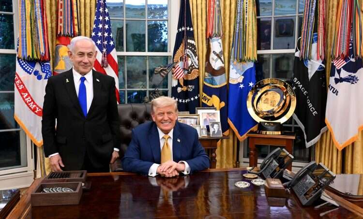 President Donald Trump with Prime Minister Benjamin Netanyahu on Wednesday