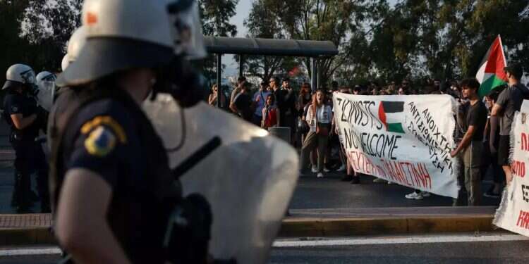 Anti-Israel protesters block security cargo bound for Israel in Greek port
