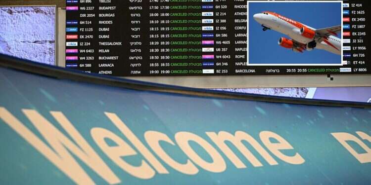 Ben Gurion airport is seen mostly empty after flights were cancelled following Israel's early-morning attack on Iran on June 13, 2025 in Tel Aviv, Israel (Inset: EasyJet) Traveling to Israel? This airline paused its route