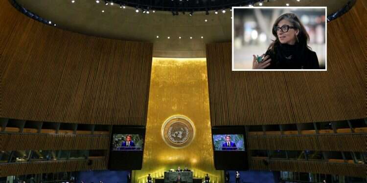 Special Rapporteur Francesca Albanese (inset) and the UN General Assembly UN anti-Israel commission collapses as all 3 commissioners resign following US sanctions