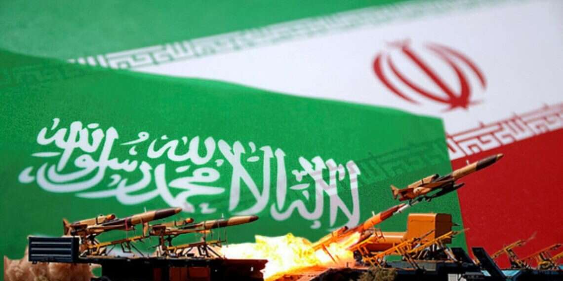 A drone is launched during a military exercise in an undisclosed location in Iran, in this handout image obtained on August 25, 2022 (Background: Saudi Arabia and Iran's flags) REVEALED: Saudi Arabia's covert interceptions of Iranian drones