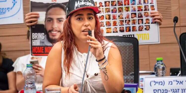 Hostage survivor Ilana Gritzewsky testifies before the Knesset Subcommittee on Foreign Policy and Public Diplomacy. Photo: Uriel Avner Spiro 'Dirty hands that stole everything I was': Hostage survivor testifies at the Knesset