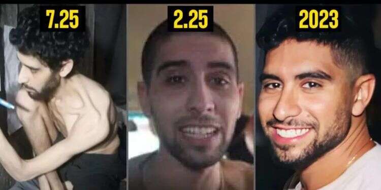 Evyatar David shown suffering from starvation, digging his own grave