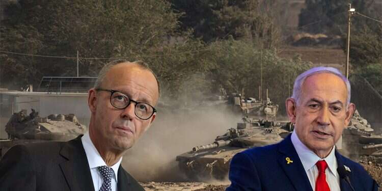 Prime Minister Benjamin Netanyahu and German Chancellor Friedrich Merz. Photo: Chaim Goldberg/Flash 90, AP Netanyahu to Merz: Arms embargo rewards Hamas