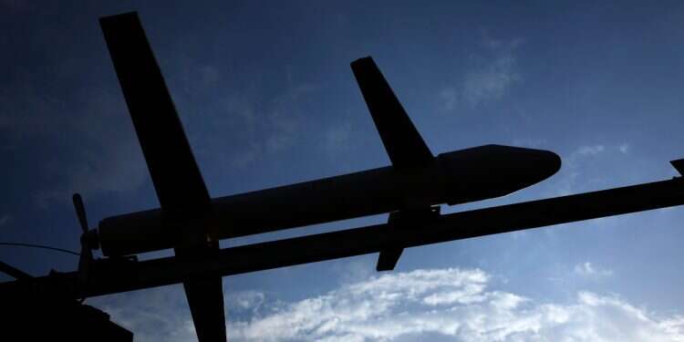 A display of a Houthi-made mock drone at a square in Sana'a, Yemen, 28 August 2025 Drone intercepted near airport; sirens sound in Dimona