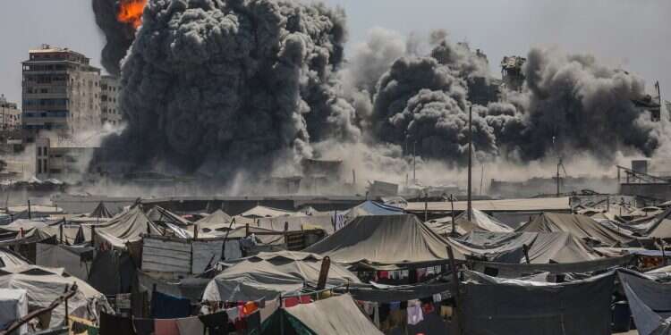 Smoke rises following an Israeli airstrike in the west of Gaza City, Gaza Strip, September 10, 2025 Defense minister says 'Gaza on fire' as IDF pushes into Hamas stronghold