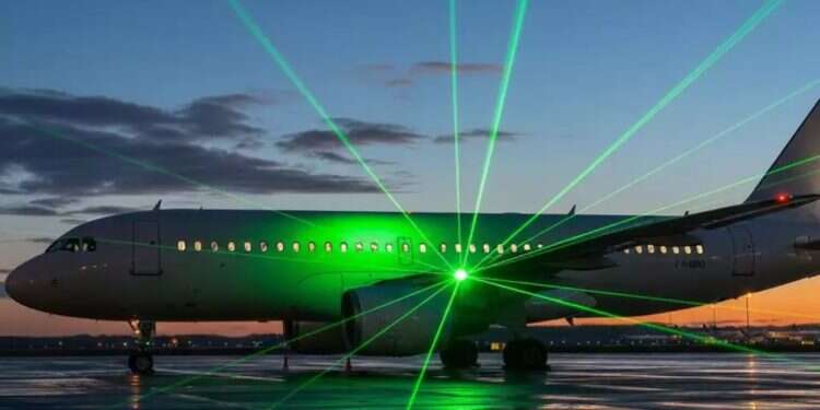 Mystery laser: Illustration. Made by Gemini Where did the mysterious laser that struck planes come from?