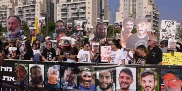 'The longest Oct. 7': Nir Oz community demonstrate on 700th day of captivity