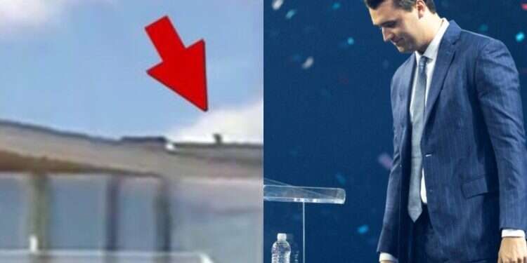 The alleged shooter on the roof (left) and Charlie Kirk Is this Charlie Kirk's shooter? Video on rooftop emerges