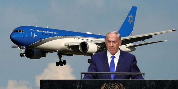 Why did Netanyahu's plane take a detour en route to UN?