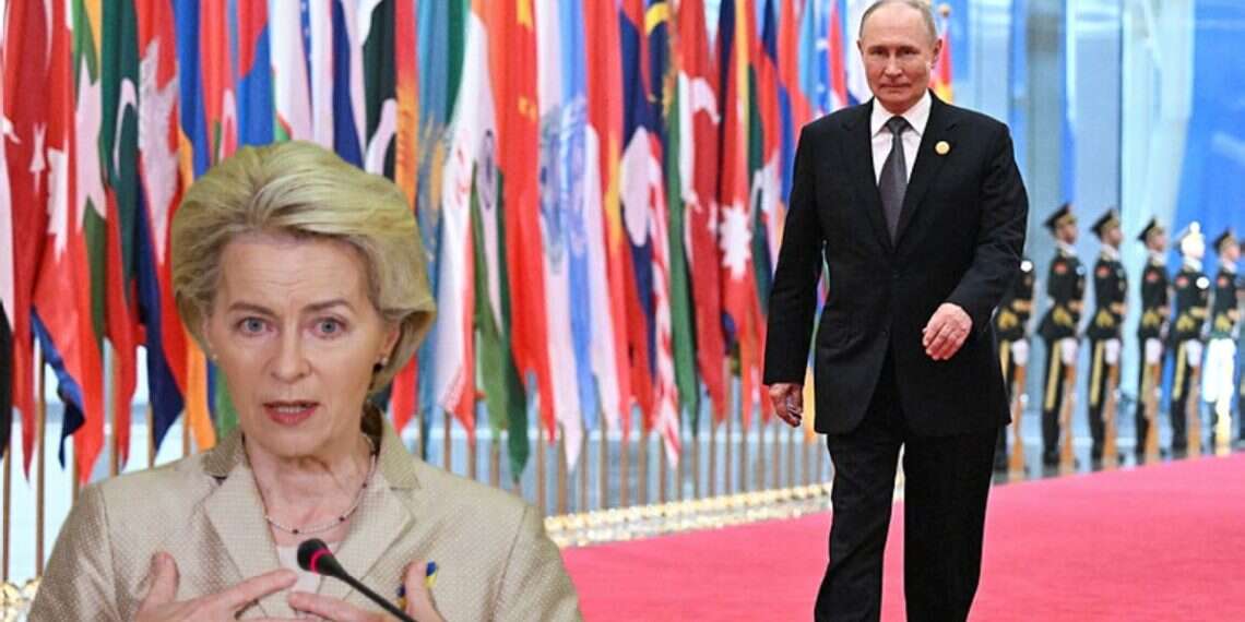 Russian President Vladimir Putin and European Commission President Ursula von der Leyen EU chief's aircraft targeted in suspected Russian GPS jamming operation