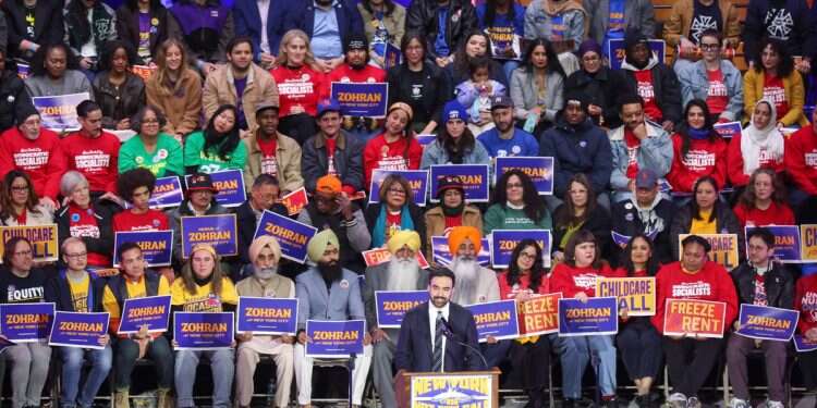 Democratic nominee for the mayor of New York City Zohran Mamdani (front) speaks during the 'New York Is Not For Sale' rally at Forest Hills Stadium in the Queens borough of New York, New York, USA, 26 October 2025 (Photo: EPA/Sarah Yenesel) The Jewish vote that's tearing New York apart