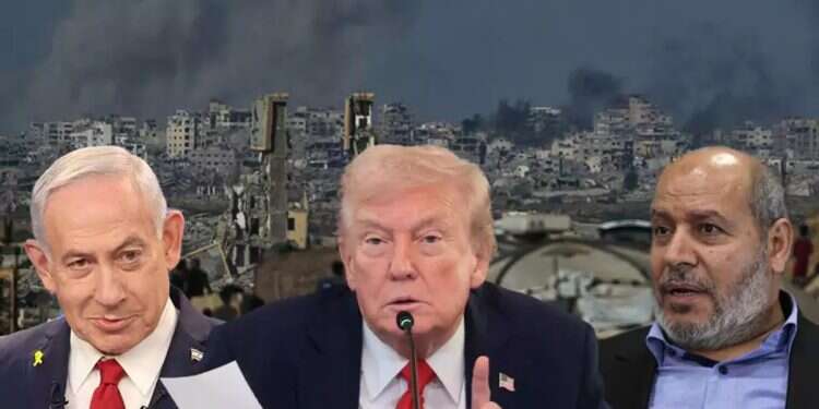 Senior Hamas official Khalil al-Hayya, President Trump, and Prime Minister Netanyahu. Photo: AP, Reuters Israel at a crossroads as Hamas threat looms