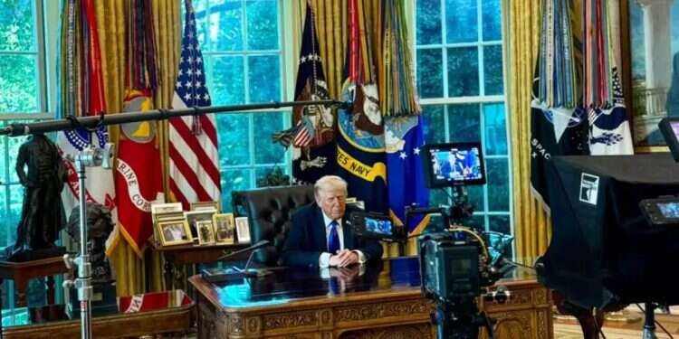 US President Donald Trump records his response Saturday evening. Photo: From X Trump: Believe Hamas wants peace, Israel must stop bombing Gaza