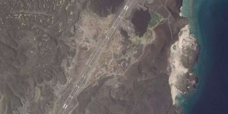 The airstrip built on Zuqar Island. Photo: AP Satellite images reveal airbase being built near Houthi stronghold