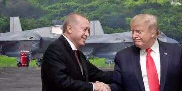 Erdogan and Trump with F-35 stealth fighters in the background. Photo: Reuters Turkey and Qatar cash in while Israel left to hold the line