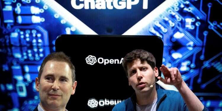 Andy Jassy and Sam Altman Amazon stock sees 4.8% single-day gain after $38B deal with OpenAI