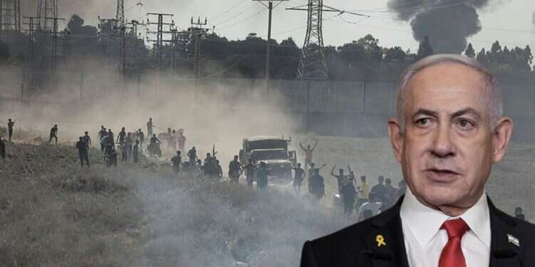 Prime Minister Benjamin Netanyahu (background: The events of Oct. 7 in Gaza) Netanyahu doesn't get a pass on October 7 accountability