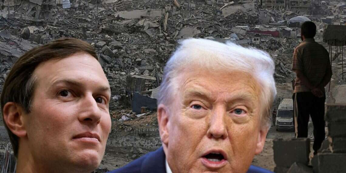 Jared Kushner and President Donald Trump (background: Gaza Strip) Israel, US looking at alternatives to Trump plan