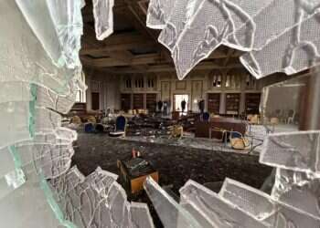 The destruction after the arson attack. Photo: Yehoshua Frochter and Meir Zelznik 'Scenes reminiscent of Kristallnacht'