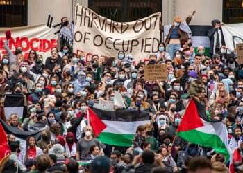Supporters of Palestine gather at Harvard University to show their support for Palestinians in Gaza at a rally in Cambridge, Massachusetts, on October 14, 2023 Harvard hires convicted attacker of Israeli student