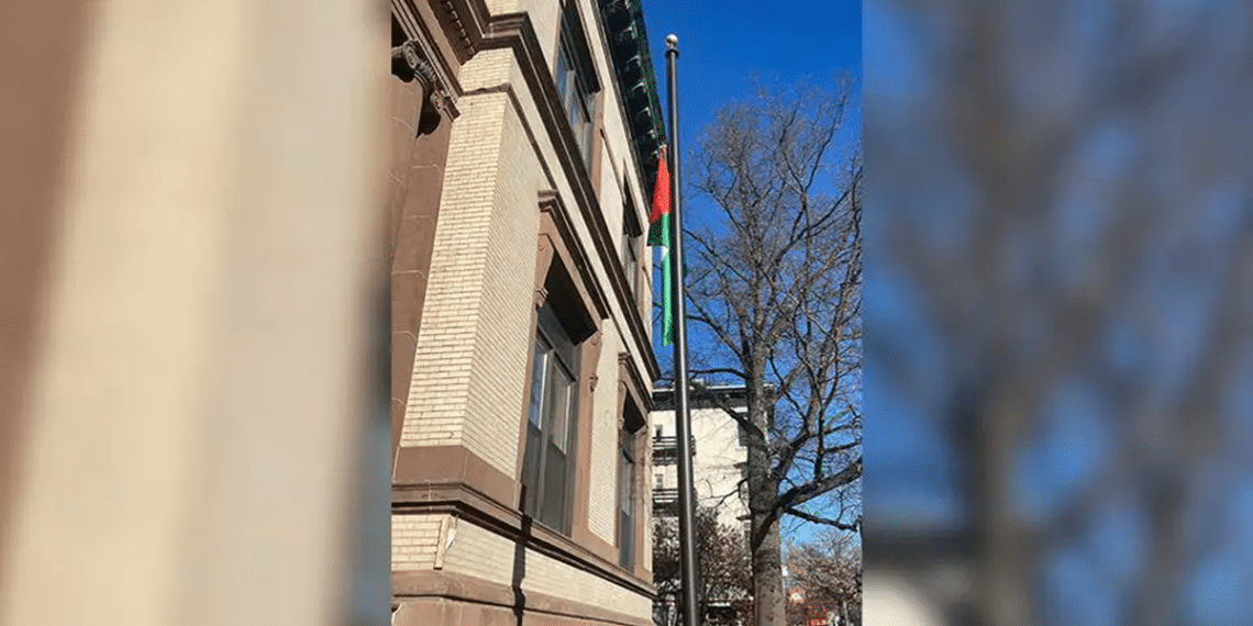 The Palestinian flag was raised outside City Hall in Hoboken, New Jersey, on Dec. 9, 2025 Hoboken mayor sparks outrage by raising Palestinian flag on First Intifada anniversary
