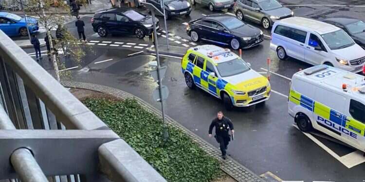 The scene of the security incident at London’s Heathrow Airport. Photo: social media Heathrow Terminal 3 shut after security incident
