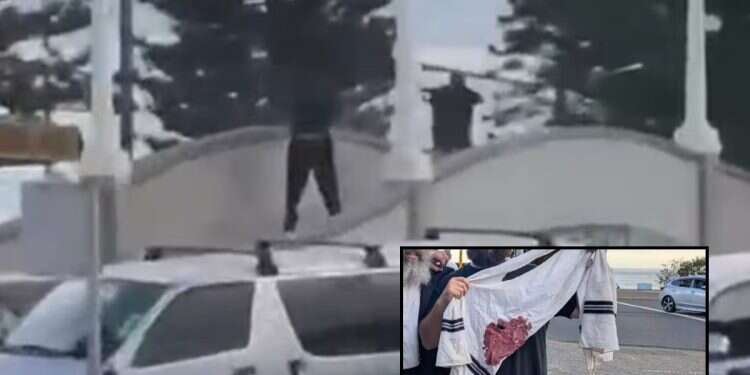 The scene of the shooting at Bondi Beach on Dec. 14, 2025 (inste: a bloodied prayer shawl) Mass shooting reported in Bondi Beach on first night of Hanukkah