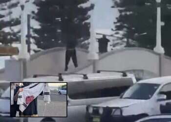 The scene of the shooting at Bondi Beach on Dec. 14, 2025 (inste: a bloodied prayer shawl) Mass shooting reported in Bondi Beach on first night of Hanukkah