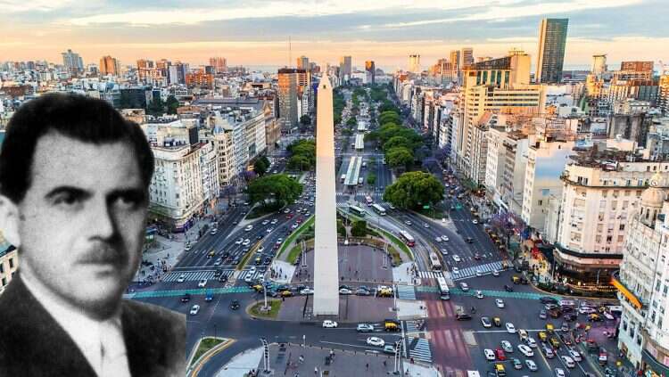 Josef Mengele against the backdrop of Buenos Aires