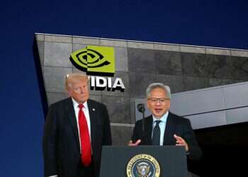 President Donald Trump and Nvidia CEO Jensen Huang US to allow Nvidia H200 sales to China under new deal