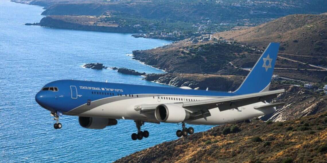 The official prime minister's plane Wing of Zion juxtaposed on a picture of Greece Why did Israel's 'Air Force One' fly to Greece?