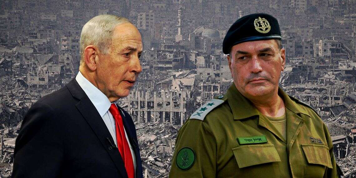Prime Minister Benjamin Netanyahu and IDF Chief of Staff Lt. Gen. Eyal Zamir against the backdrop of destruction in Gaza. Photo: Moshe Shai, Noam Revkin Fenton, AP Will Israel reoccupy Gaza?