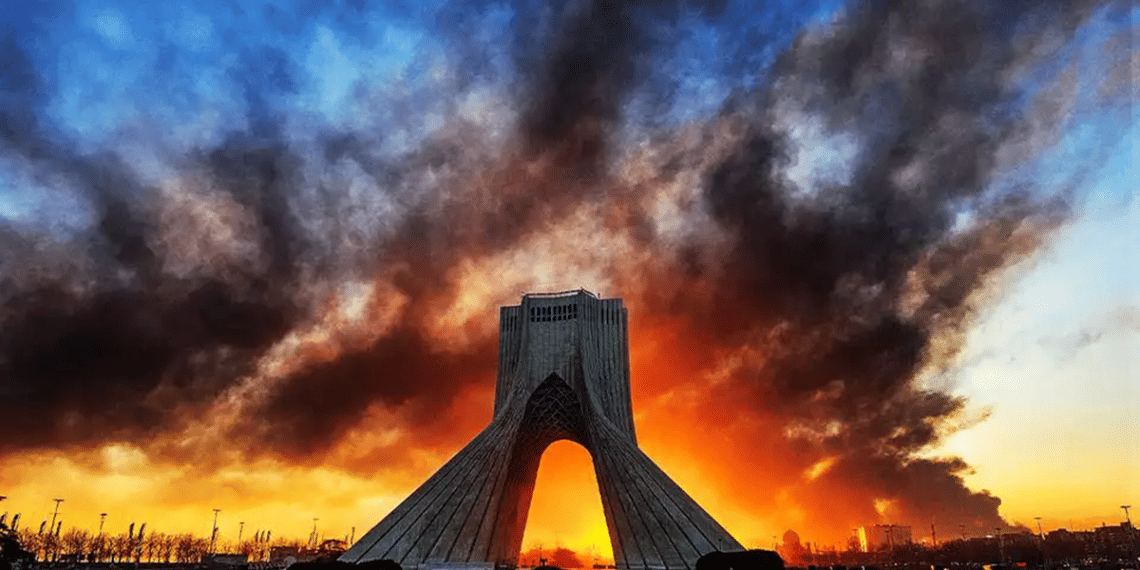 Fire burns behind the Azadi Tower in Tehran Retired US general: "Neither Israel nor the US will topple the Iranian regime"