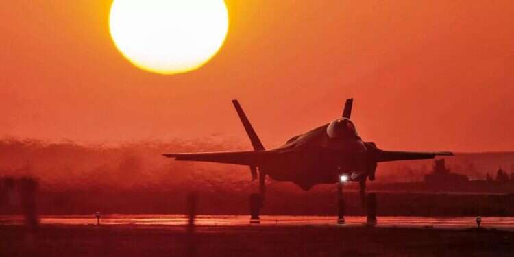 An F-35I Adir fighter jet returns to base after completing a complex mission in Iran, silhouetted against a mesmerizing sunset. Photo: SFC O, Israeli Air Force Magazine An F-35I Adir fighter jet returns to base after completing a complex mission in Iran, silhouetted against a mesmerizing sunset. Photo: SFC O, Israeli Air Force Magazine