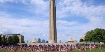 The Liberty Memorial Tower stands at the National WWI Museum and Memorial in Kansas City, Missouri, US, May 9, 2026 Correcting history ahead of America's 250