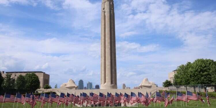 The Liberty Memorial Tower stands at the National WWI Museum and Memorial in Kansas City, Missouri, US, May 9, 2026 Correcting history ahead of America's 250