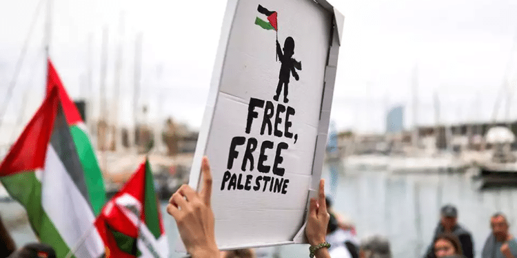 'Free Palestine' sign at a pro-Palestinian rally in Barcelona, Spain How Europe's classrooms are being turned into factories of antisemitism