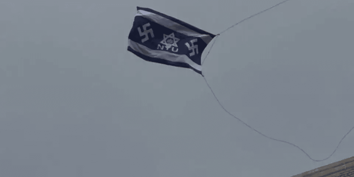 Swastika flag with Star of David raised over NYU campus