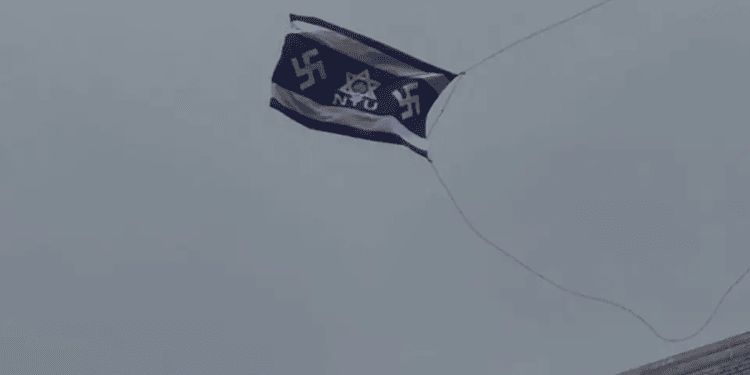 Swastika flag with Star of David raised over NYU campus