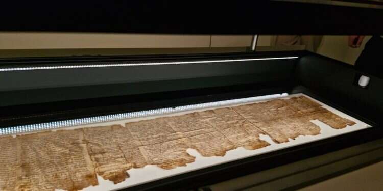 The Great Isaiah Scroll on display at the Israel Museum in Jerusalem, Israel Israel Museum to reopen ancient Isaiah Scroll exhibit