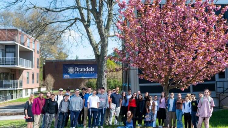 Students and staff taking part in the international track of the Hebrew Language Olympiad at Brandeis University, Massachusetts, USA