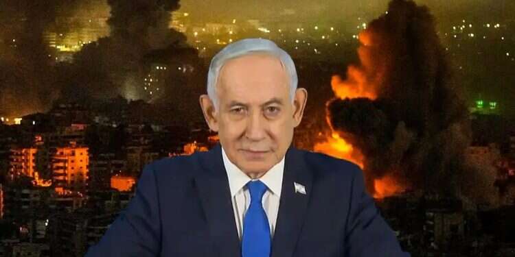 Netanyahu against the backdrop of a burning Iran